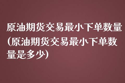 原油期货交易最小下单数量(原油期货交易最小下单数量是多少)_https://www.zghnxxa.com_内盘期货_第1张