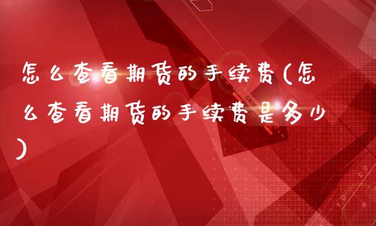 怎么查看期货的手续费(怎么查看期货的手续费是多少)_https://www.zghnxxa.com_期货直播室_第1张