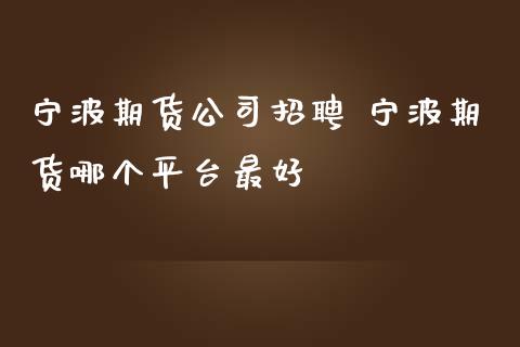 宁波期货公司招聘 宁波期货哪个平台最好_https://www.zghnxxa.com_国际期货_第1张