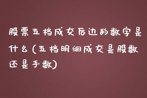 股票五档成交后边的数字是什么(五档明细成交是股数还是手数)_https://www.zghnxxa.com_内盘期货_第1张