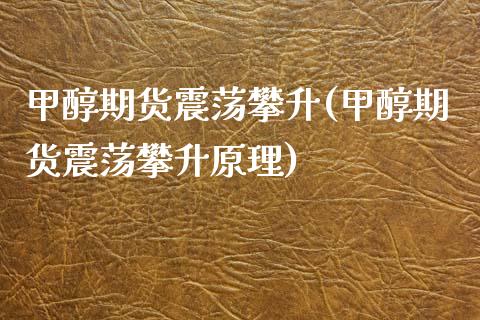 甲醇期货震荡攀升(甲醇期货震荡攀升原理)_https://www.zghnxxa.com_内盘期货_第1张