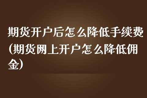 期货开户后怎么降低手续费(期货网上开户怎么降低佣金)_https://www.zghnxxa.com_期货直播室_第1张