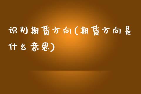 识别期货方向(期货方向是什么意思)_https://www.zghnxxa.com_黄金期货_第1张