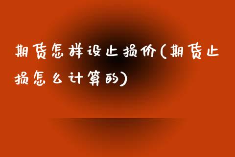 期货怎样设止损价(期货止损怎么计算的)_https://www.zghnxxa.com_黄金期货_第1张