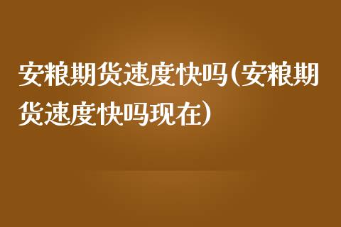 安粮期货速度快吗(安粮期货速度快吗现在)_https://www.zghnxxa.com_内盘期货_第1张