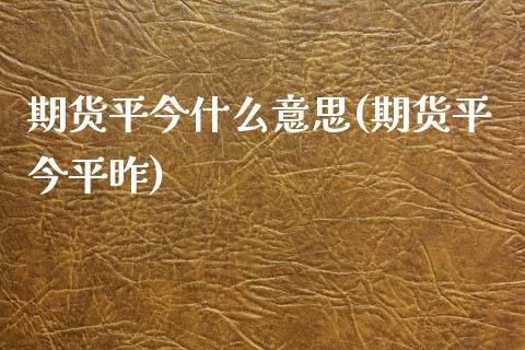 期货平今什么意思(期货平今平昨)_https://www.zghnxxa.com_国际期货_第1张