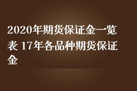 2020年期货保证金一览表 17年各品种期货保证金_https://www.zghnxxa.com_期货直播室_第1张