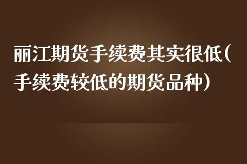 丽江期货手续费其实很低(手续费较低的期货品种)_https://www.zghnxxa.com_黄金期货_第1张