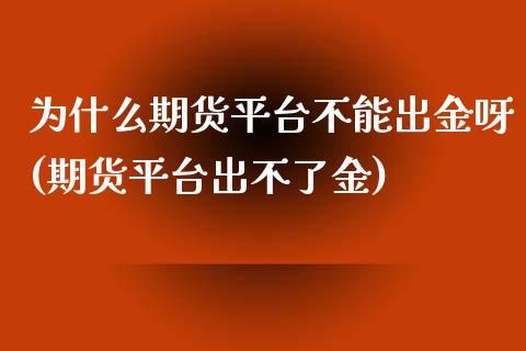 为什么期货平台不能出金呀(期货平台出不了金)_https://www.zghnxxa.com_期货直播室_第1张