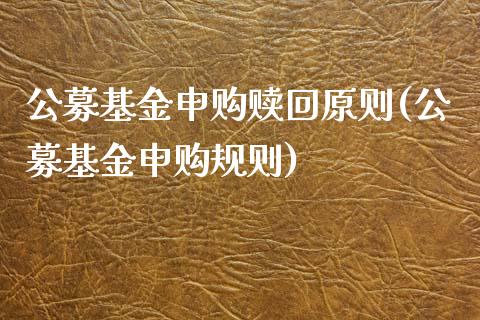 公募基金申购赎回原则(公募基金申购规则)_https://www.zghnxxa.com_期货直播室_第1张