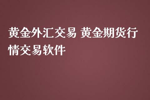 黄金外汇交易 黄金期货行情交易软件_https://www.zghnxxa.com_国际期货_第1张