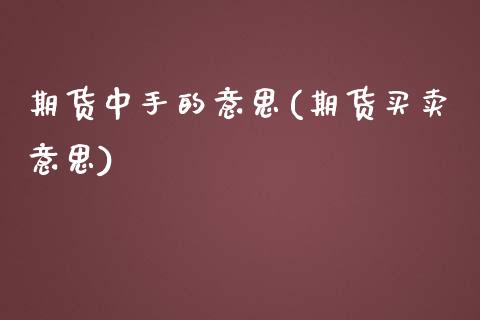 期货中手的意思(期货买卖意思)_https://www.zghnxxa.com_期货直播室_第1张