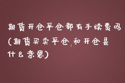 期货开仓平仓都有手续费吗(期货买卖平仓,和开仓是什么意思)_https://www.zghnxxa.com_黄金期货_第1张