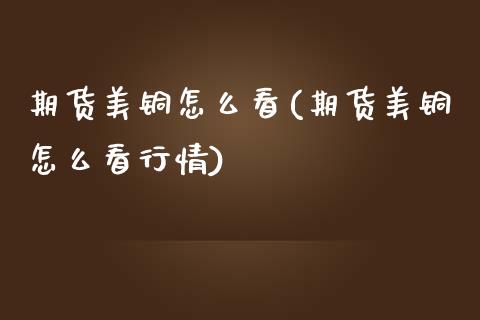 期货美铜怎么看(期货美铜怎么看行情)_https://www.zghnxxa.com_黄金期货_第1张