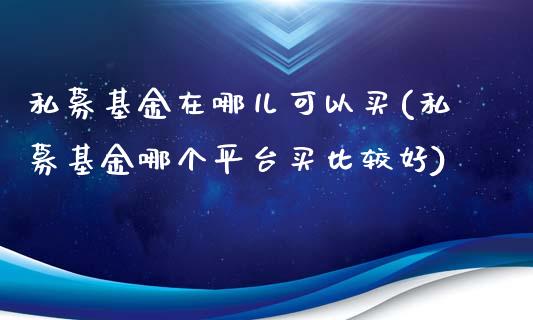 私募基金在哪儿可以买(私募基金哪个平台买比较好)_https://www.zghnxxa.com_期货直播室_第1张