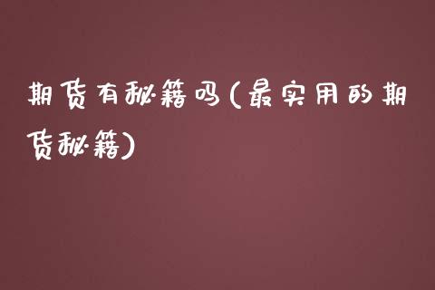 期货有秘籍吗(最实用的期货秘籍)_https://www.zghnxxa.com_国际期货_第1张