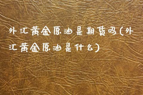 外汇黄金原油是期货吗(外汇黄金原油是什么)_https://www.zghnxxa.com_黄金期货_第1张