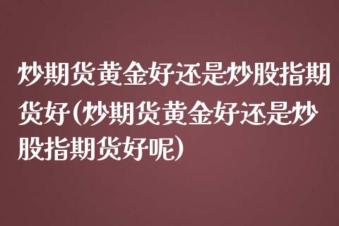 炒期货黄金好还是炒股指期货好(炒期货黄金好还是炒股指期货好呢)_https://www.zghnxxa.com_国际期货_第1张