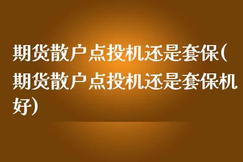 期货散户点投机还是套保(期货散户点投机还是套保机好)_https://www.zghnxxa.com_国际期货_第1张