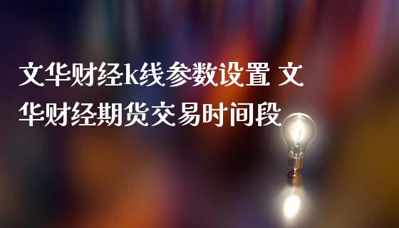 文华财经k线参数设置 文华财经期货交易时间段_https://www.zghnxxa.com_国际期货_第1张