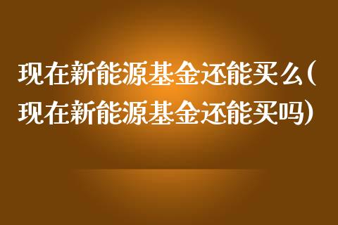 现在新能源基金还能买么(现在新能源基金还能买吗)_https://www.zghnxxa.com_黄金期货_第1张