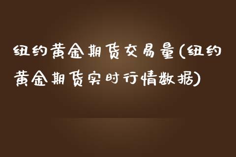 纽约黄金期货交易量(纽约黄金期货实时行情数据)_https://www.zghnxxa.com_国际期货_第1张