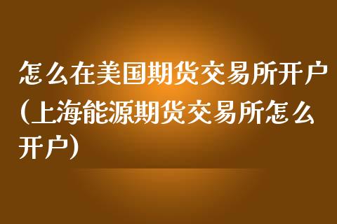 怎么在美国期货交易所开户(上海能源期货交易所怎么开户)_https://www.zghnxxa.com_内盘期货_第1张