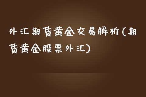 外汇期货黄金交易解析(期货黄金股票外汇)_https://www.zghnxxa.com_内盘期货_第1张