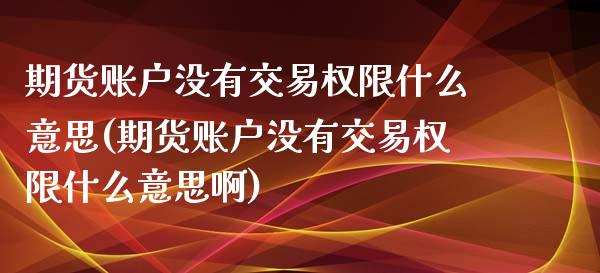 期货账户没有交易权限什么意思(期货账户没有交易权限什么意思啊)_https://www.zghnxxa.com_内盘期货_第1张