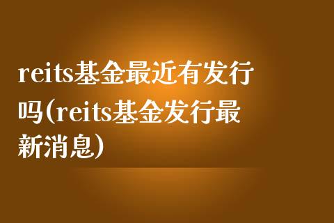 reits基金最近有发行吗(reits基金发行最新消息)_https://www.zghnxxa.com_内盘期货_第1张