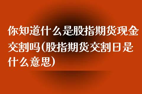 你知道什么是股指期货现金交割吗(股指期货交割日是什么意思)_https://www.zghnxxa.com_期货直播室_第1张