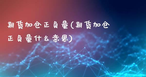 期货加仓正负量(期货加仓正负量什么意思)_https://www.zghnxxa.com_国际期货_第1张