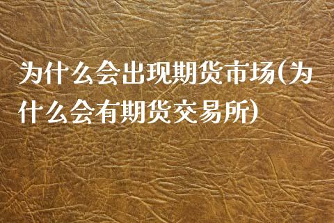 为什么会出现期货市场(为什么会有期货交易所)_https://www.zghnxxa.com_内盘期货_第1张