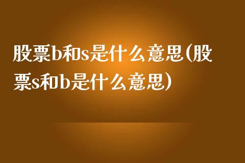 股票b和s是什么意思(股票s和b是什么意思)_https://www.zghnxxa.com_黄金期货_第1张