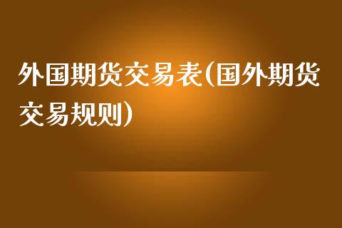 外国期货交易表(国外期货交易规则)_https://www.zghnxxa.com_内盘期货_第1张