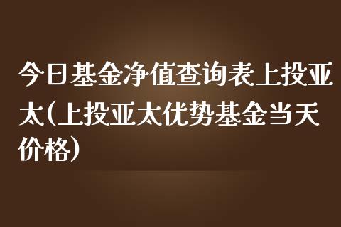 今日基金净值查询表上投亚太(上投亚太优势基金当天价格)_https://www.zghnxxa.com_国际期货_第1张