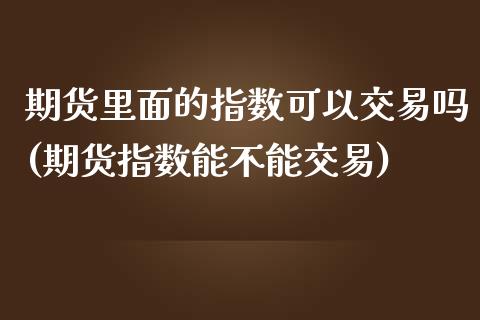 期货里面的指数可以交易吗(期货指数能不能交易)_https://www.zghnxxa.com_内盘期货_第1张