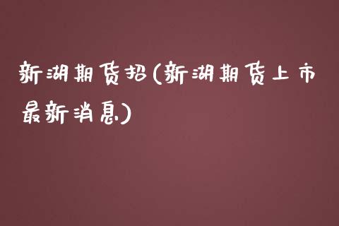 新湖期货招(新湖期货上市最新消息)_https://www.zghnxxa.com_黄金期货_第1张