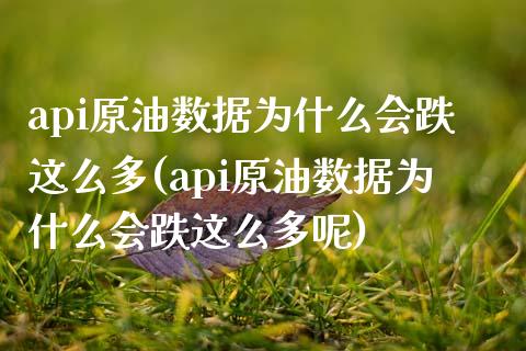 api原油数据为什么会跌这么多(api原油数据为什么会跌这么多呢)_https://www.zghnxxa.com_内盘期货_第1张