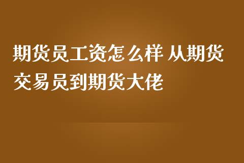 期货员工资怎么样 从期货交易员到期货大佬_https://www.zghnxxa.com_内盘期货_第1张