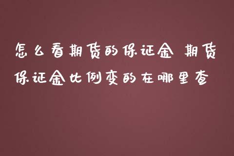 怎么看期货的保证金 期货保证金比例变的在哪里查_https://www.zghnxxa.com_国际期货_第1张