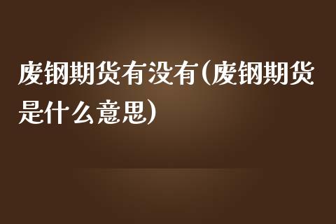 废钢期货有没有(废钢期货是什么意思)_https://www.zghnxxa.com_国际期货_第1张