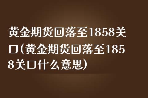 黄金期货回落至1858关口(黄金期货回落至1858关口什么意思)_https://www.zghnxxa.com_国际期货_第1张