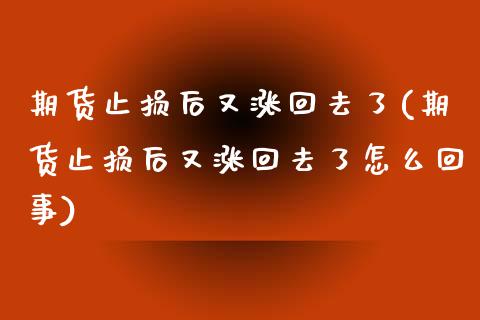 期货止损后又涨回去了(期货止损后又涨回去了怎么回事)_https://www.zghnxxa.com_黄金期货_第1张