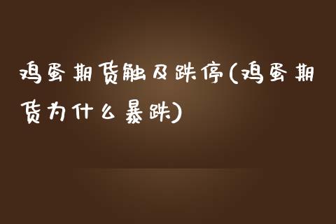 鸡蛋期货触及跌停(鸡蛋期货为什么暴跌)_https://www.zghnxxa.com_期货直播室_第1张