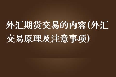 外汇期货交易的内容(外汇交易原理及注意事项)_https://www.zghnxxa.com_国际期货_第1张