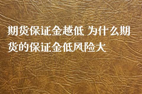 期货保证金越低 为什么期货的保证金低风险大_https://www.zghnxxa.com_内盘期货_第1张