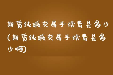 期货纯碱交易手续费是多少(期货纯碱交易手续费是多少啊)_https://www.zghnxxa.com_黄金期货_第1张