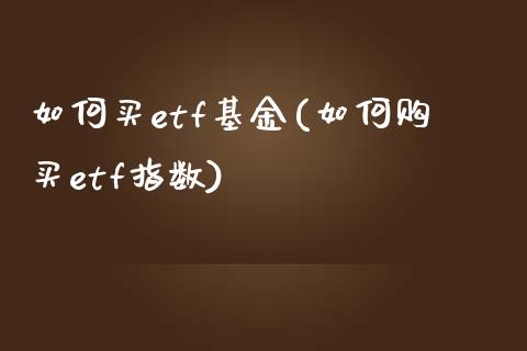 如何买etf基金(如何购买etf指数)_https://www.zghnxxa.com_期货直播室_第1张