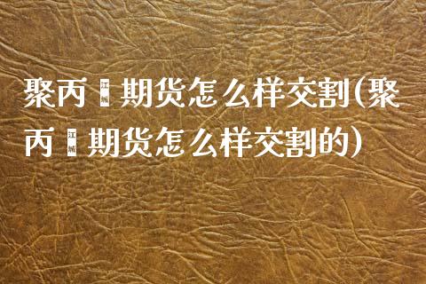 聚丙烯期货怎么样交割(聚丙烯期货怎么样交割的)_https://www.zghnxxa.com_期货直播室_第1张